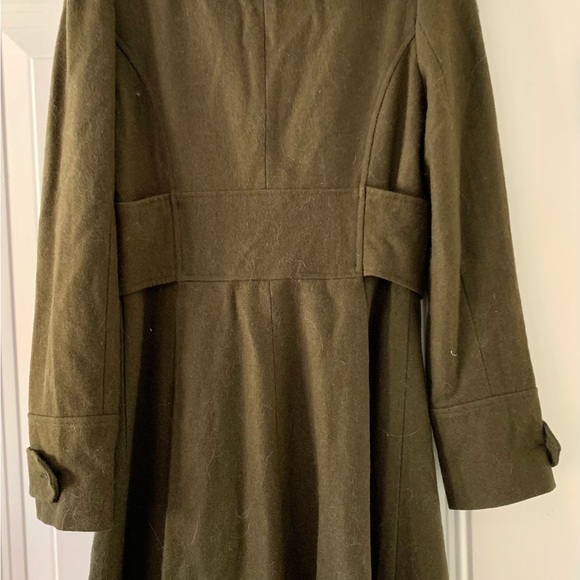 Hazel Military Inspired Loden Green Fitted Wool Swing Coat Size M - Picture 2 of 4
